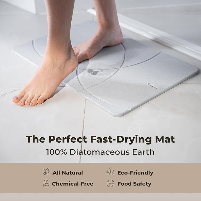 TOSORO - Stone Bath Mat Diatomaceous Earth Shower Mat Non-Slip Super Absorbent - Image 4