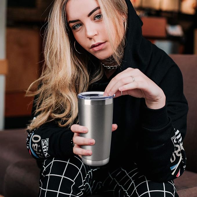 HASLE OUTFITTERS 20oz Tumblers Bulk Stainless Steel Cup with Lid Double Wall Vacuum Insulated Coffee Mug for Cold & Hot Drinks 1 Pack, Grey - Image 6