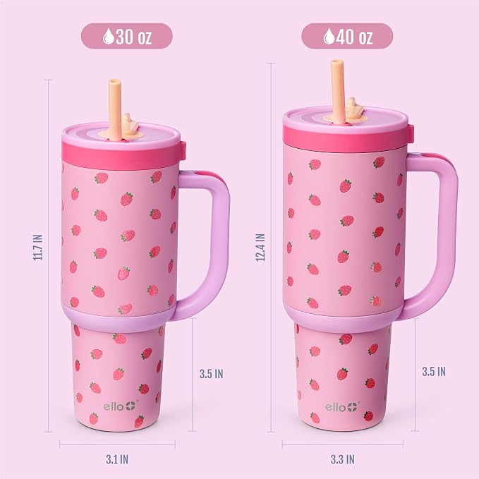 Ello Oasis 30oz Stainless Steel Tumbler - Strawberries - Image 8
