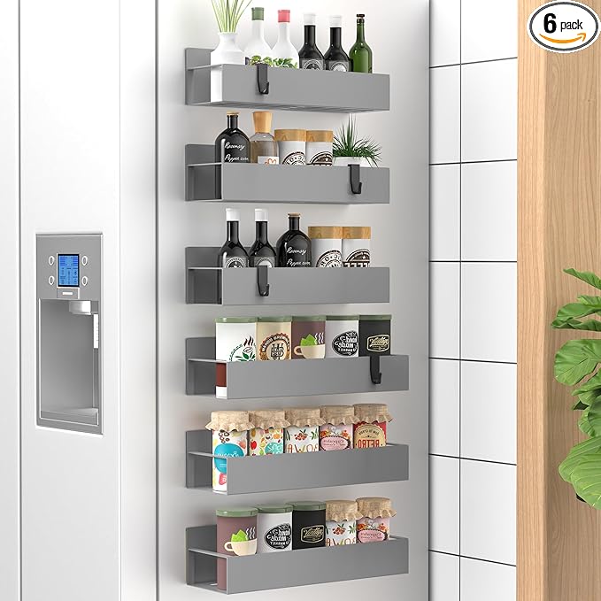 HuggieGems 6 Pack Magnetic Spice Storage Rack Organizer by HuggieGems