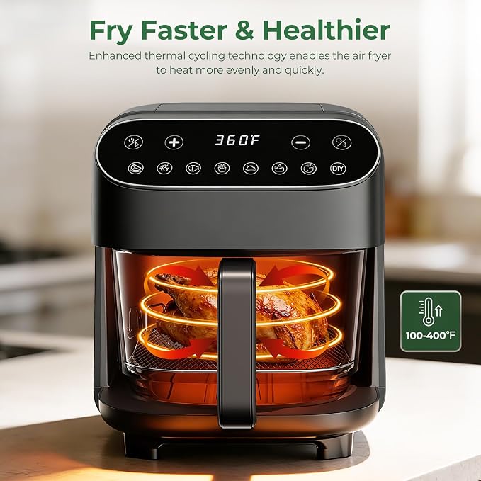 5 QT Glass Air Fryer, Non Toxic Airfryer with Digital Touch Control - Image 9
