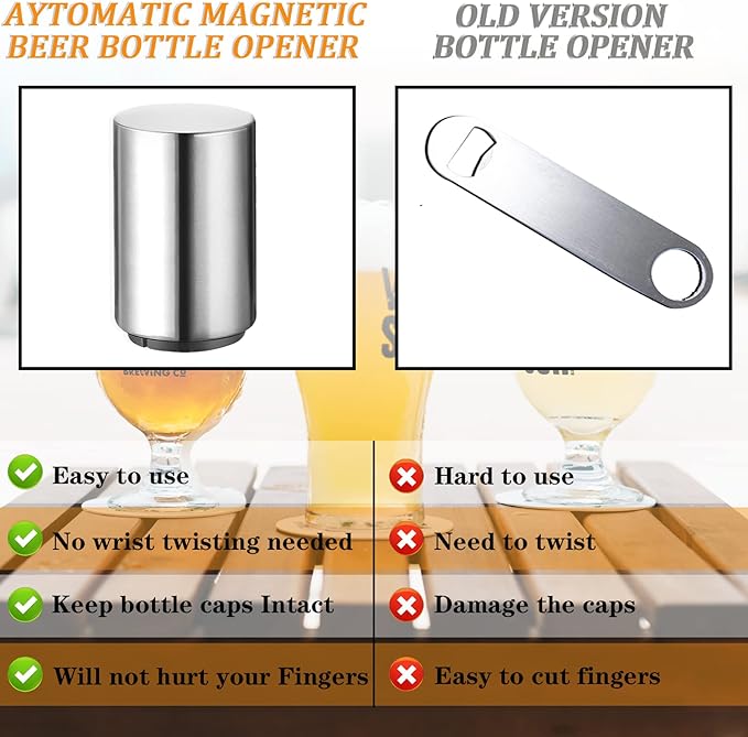 Premium Automatic Beer Bottle Opener, No Damage to Caps, Portable Push Down and - Image 3
