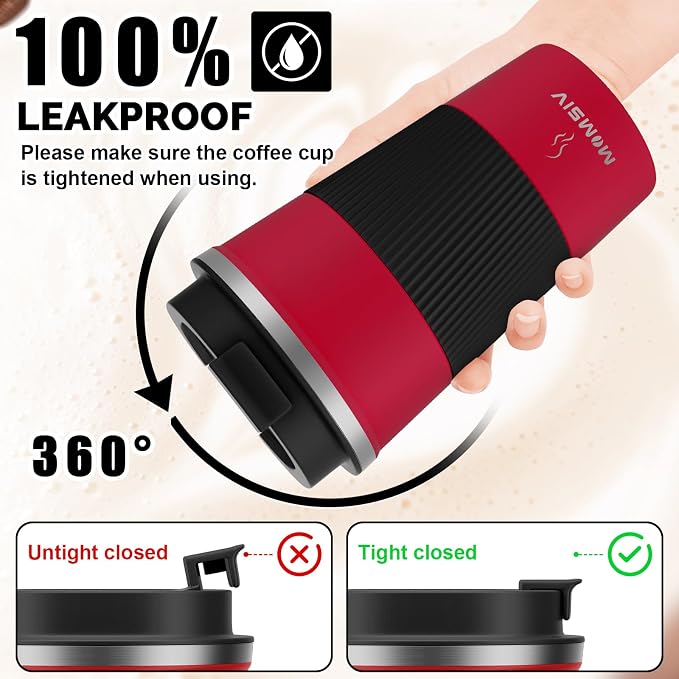MOMSIV 17oz Travel Mug, Insulated Coffee Cup with Leakproof Lid, Vacuum Stainless Steel Double Walled Reusable Tumbler for Hot and Cold Water Coffee and Tea In Travel and Car - Image 4