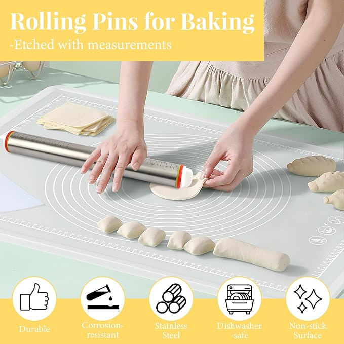 Adjustable Rolling Pin with 4 Thickness Rings - Image 5