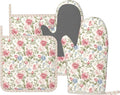 Oven Mitts and Pot Holders Flower Boho Rose Floral Silicone Kitchen Accessories by DADABULIU