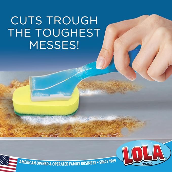 LOLA Dish Brush w/Soap Dispenser Wand, 1 Brush w/Head & 6 Refills, Absorbent - Image 3