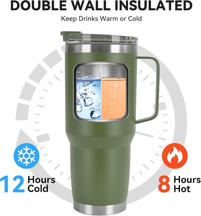 HASLE OUTFITTERS 30oz Tumbler Bulk with Handle, Insulated Travel Coffee Mug Set with Handle Leak-Proof Double Wall Stainless Steel Vacuum Tumblers Pack Metal Cup for Hot and Cold Drink - Image 6