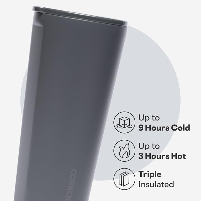 Corkcicle Classic Tumbler - Keeps Drinks Cold for 9 Hours & Hot for 3 - Triple-Insulated Stainless Steel - Holiday Tumbler Gift - 24 oz - Flint - Image 3