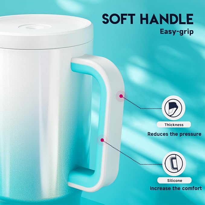 Meoky 30 oz Tumbler with Handle, Tumbler with Lid and Straw, Insulated Stainless Steel Travel Mug, 100% Leak-proof, Cupholder Friendly, Keeps Cold for 24 Hours or Hot for 8 Hours (Azure) - Image 7