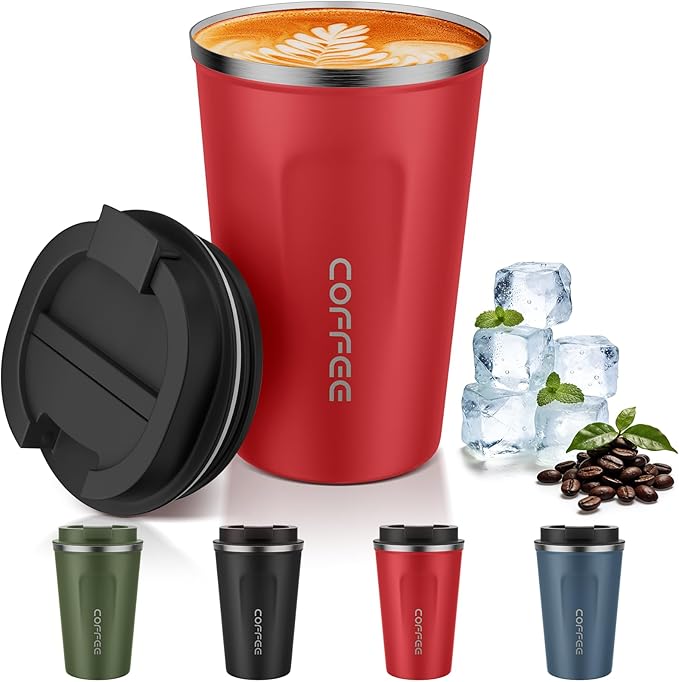 MOMSIV 12oz Travel Mug, Insulated Coffee Cup with Leakproof Lid, Vacuum Stainless Steel Double Walled Reusable Tumbler for Hot and Cold Water Coffee and Tea In Travel and Car by MOMSIV