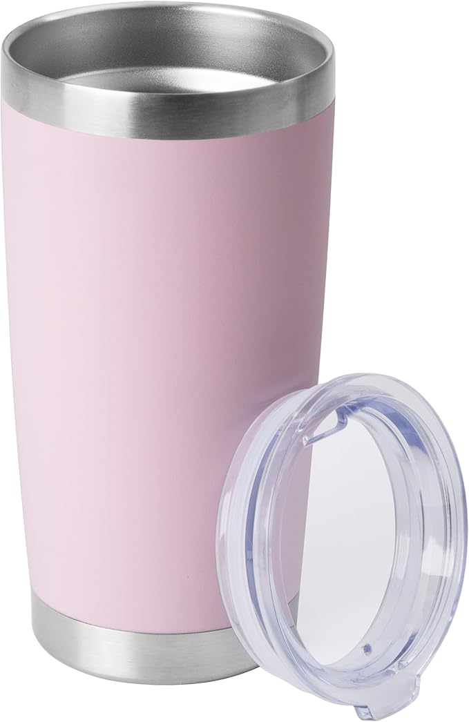 HASLE OUTFITTERS 20oz Stainless Steel Tumblers Bulk, Insulated Travel Cup with Lid, Double Wall Vacuum Coffee Mug for Cold & Hot Drinks 1 Pack, Light Pink by HASLEOUTFITTERS