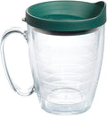 Tervis Clear & Colorful Lidded Made in USA Double Walled Insulated Tumbler Travel Cup Keeps Drinks Cold & Hot, 16oz Mug, Hunter Green Lid by TervisTumblerCompany