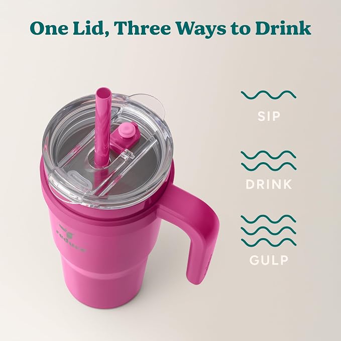 REDUCE 24 oz Stainless Steel Tumbler with Handle - Dual-Wall Vacuum Insulated Travel Mug, Sweat-Proof Lid & Reusable Straw - Keeps Drinks Cold for 24 Hrs, Fits Cupholders, Dishwasher Safe - Sangria - Image 5