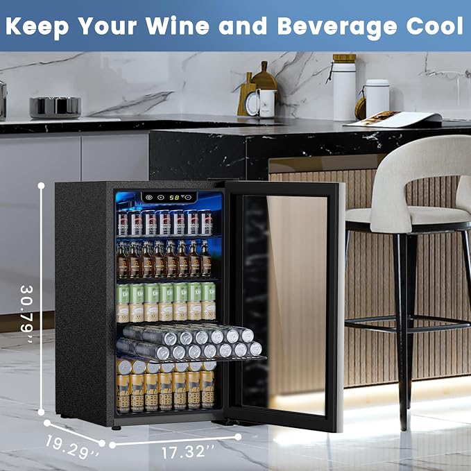 Electactic Mini Fridge 130 Can Beverage Refrigerator Cooler, 3.2 Cu.Ft Drink Fridge forSoda Wine Beer, Digital Temperature Control Cooler for Home, Dorm, Bar - Image 7