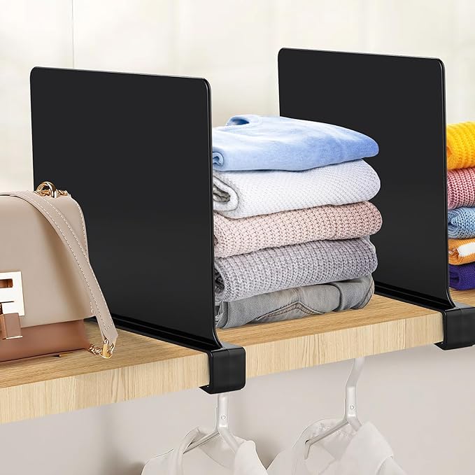 JOY DECOR 2 Pack Acrylic Matte Black Shelf Dividers - Image 7