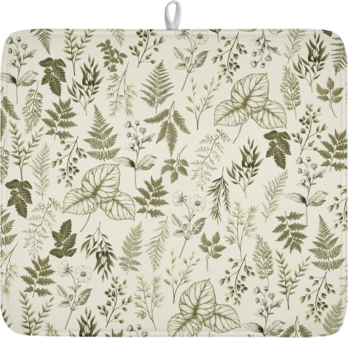 Vintage Botanical Floral Dish Drying Mat by Unknown