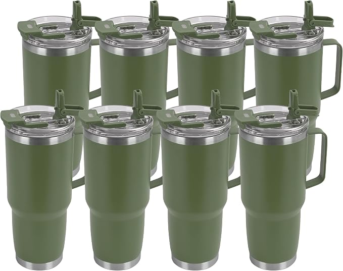 HASLE OUTFITTERS 30oz Tumbler Bulk with Handle, Insulated Travel Coffee Mug Set with Handle Leak-Proof Double Wall Stainless Steel Vacuum Tumblers Pack Metal Cup for Hot and Cold Drink by HASLEOUTFITTERS