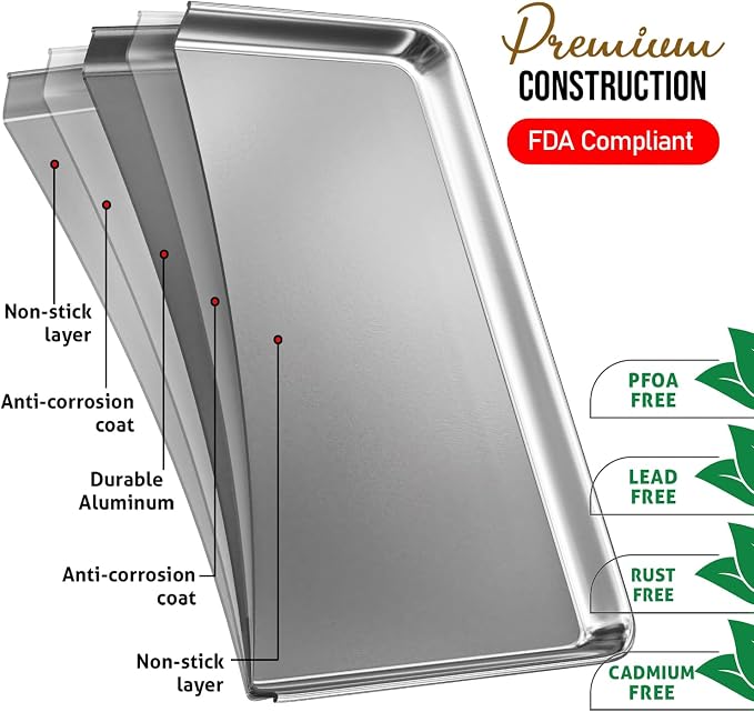 Eatex Aluminum Baking Sheet Set, 2 Pack Cookie Sheet Set, 21” x 15” Large - Image 3