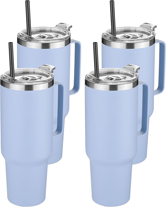 HASLE OUTFITTERS 40 oz Stainless Steel Tumbler with Handle, Vacuum Insulated Tumblers Bulk, Reusable Double Wall Travel Coffee Mug, Durable Powder Coated Water Bottle(Blue, 4) by HASLEOUTFITTERS