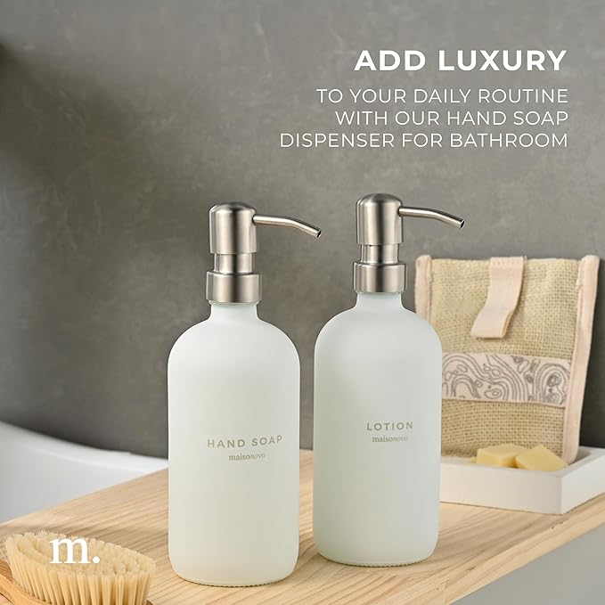 MaisoNovo Soap Dispenser 2-Piece Set | 16.9oz White Bottles - Image 3