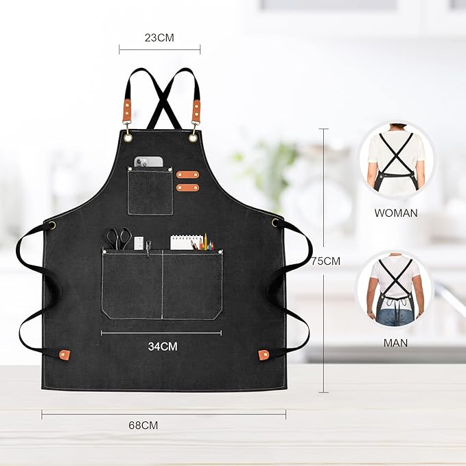 OUNLEN Chef Apron for Men Women Canvas Aprons - Image 2