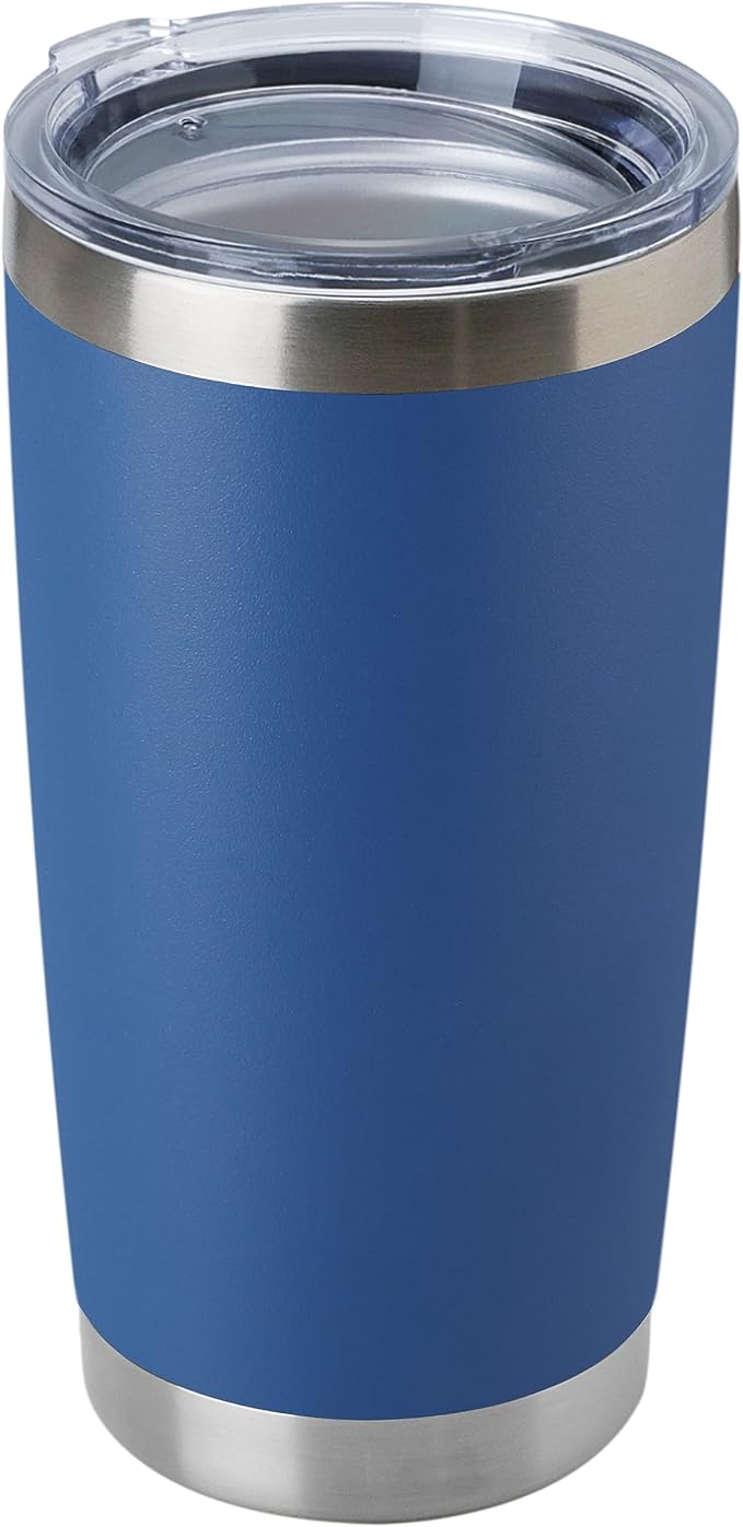 DOMICARE 20oz Stainless Steel Tumbler Bulk with Lid, Double Wall Vacuum Insulated Travel Mug, Powder Coated Coffee Cup, Dark Blue, 1 Pack by VisittheDOMICARE