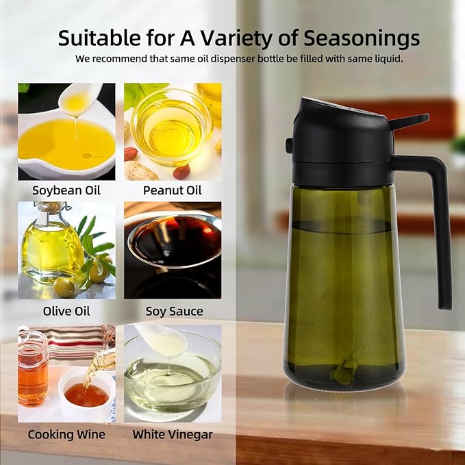 Aovdy Olive Oil Sprayer for Cooking, 2 In 1 Glass Oil Dispenser 16oz- 470ml - Image 4