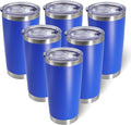 AIANJI 20oz Tumbler Bulk Stainless Steel Tumblers with Lid Vacuum Insulated Double Wall Travel Coffee Mug Powder Coated Tumbler Cup for Hot and Cold Drinks(Dark Blue, 6 pack) by AIANJI