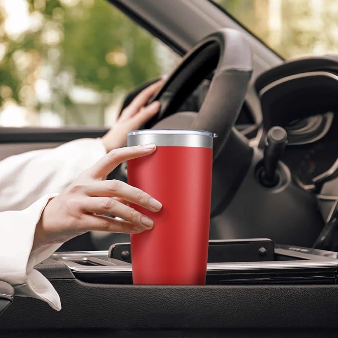 20 oz Tumbler with Lid Stainless Steel Double Wall Vacuum Insulated Tumblers Powder Coated Cups Travel Mug Keep Drinks Cold and Hot, Wine Red - Image 5