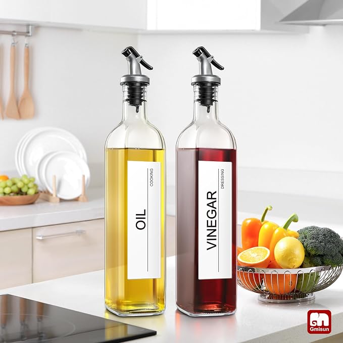 gmisun Olive Oil Dispenser for Kitchen, 4 Pack 17 fl oz Glass Oil Dispensers - Image 8