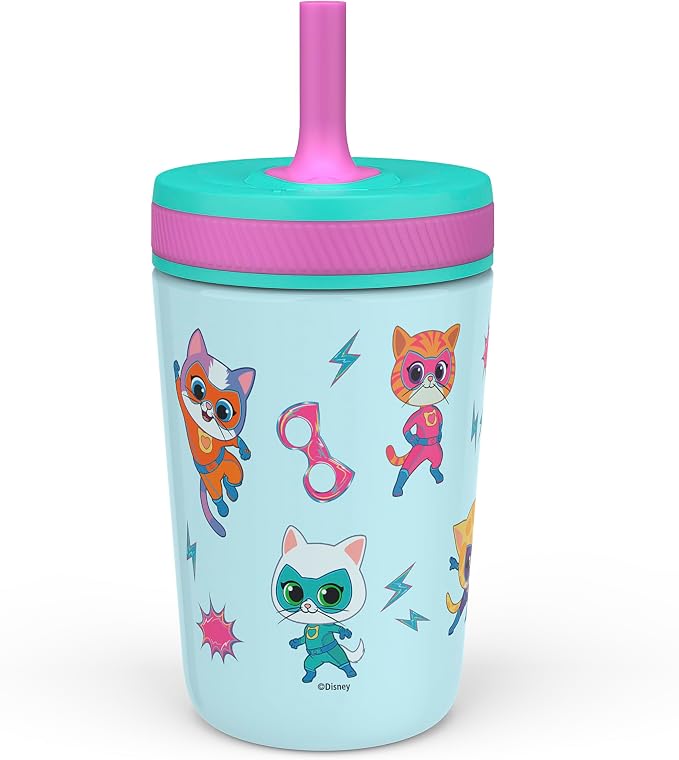 Zak Designs SuperKitties Kelso Toddler Cups For Travel or At Home, 12oz Vacuum Insulated Stainless Steel Sippy Cup With Leak-Proof Design is Perfect For Kids (Ginny, Sparks, Buddy, Bitsy) - Image 3