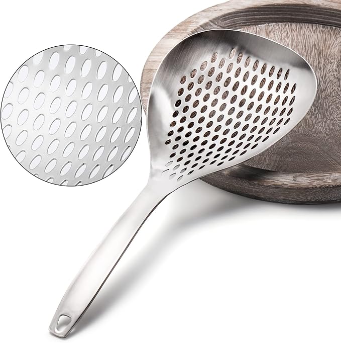 2 Pack Skimmer Slotted Spoon, 13.6 Inch Large Stainless Steel Skimmer Ladle - Image 5