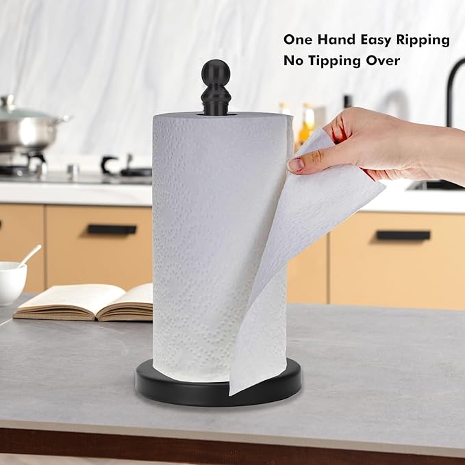 Black Paper Towel Holder Countertop, Standing Paper Towel Roll Holder - Image 2