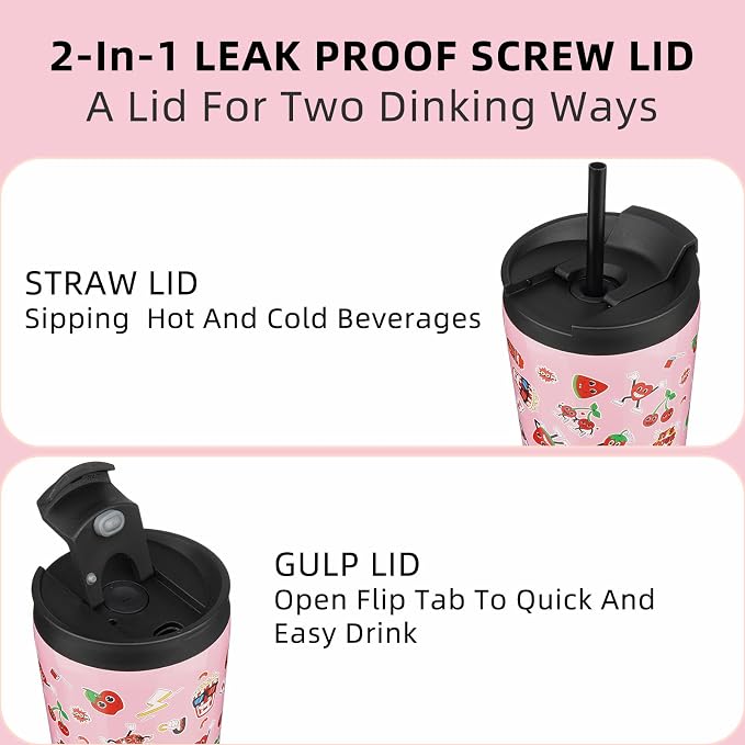 BJPKPK 30oz Stainless Steel Insulated Tumbler With lid And Straw Travel Coffee Thermal Tumblers Cup For Women And Men,Passionate Pink - Image 3