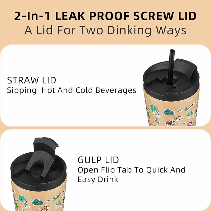 BJPKPK 34oz Skinny Tumbler With lid And Straw Stainless Steel Travel Coffee Mug Insulated Tumblers Cups,Spring Party Brown - Image 3