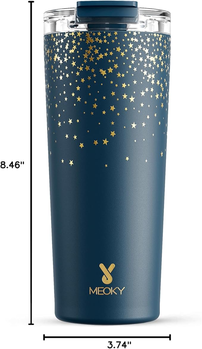 Meoky 24 oz Travel Coffee Mug with Leak-proof Lid, Stainless Steel Insulated Coffee Tumbler, Keeps Hot for 8 Hours or Cold for 24 Hours, Fits in Car Cup Holder (Midnight Galaxy) - Image 3