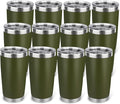 20oz Stainless Steel Tumbler Bulk with Lid, Travel Mug - Double Wall Vacuum Powder Coated Cup - Army Green, 12 Pack by Unknown