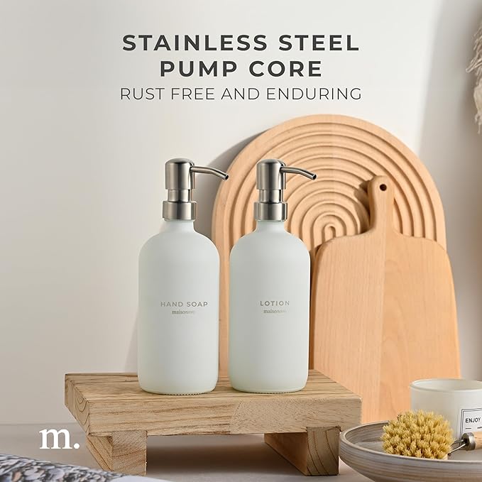 MaisoNovo Soap Dispenser 2-Piece Set | 16.9oz White Bottles - Image 4