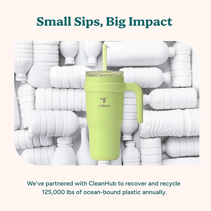 Reduce 24 oz Stainless Steel Tumbler with Handle - Dual-Wall Vacuum Insulated Travel Mug, Sweat-Proof Lid & Reusable Straw - Keeps Drinks Cold for 24 Hrs, Fits Cupholders, Dishwasher Safe-Ocean Breeze - Image 8