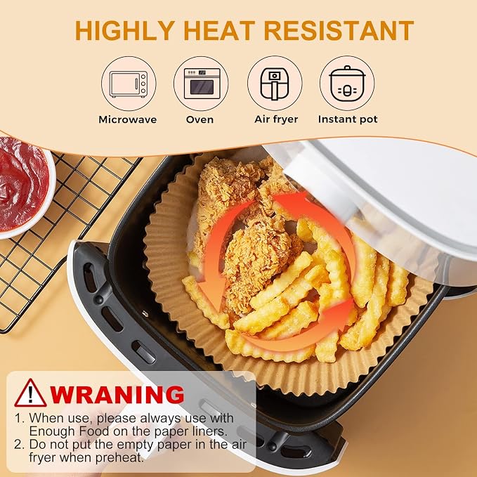 Vailnd 100Pcs 6.5 Inch Round Air Fryer Liners Disposable for 3-5QT - Image 5