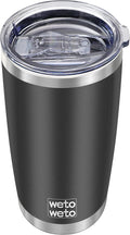 WETOWETO 20oz Tumbler, Stainless Steel Vacuum Insulated Coffee Tumbler Cup, Double Wall Powder Coated Leak-proof Travel Coffee Mug Cup (Black, 1 Pack) by Wetoweto
