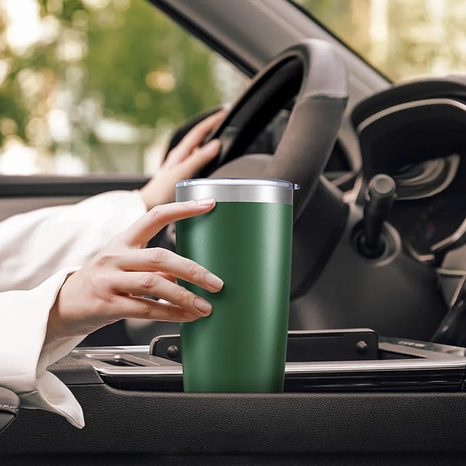 20 oz Tumbler with Lid Stainless Steel Insulated Tumblers Bulk Double Wall Vacuum Cups Powder Coated Travel Mug Keep Drinks Cold and Hot, Dark Green, 4 Pack - Image 5