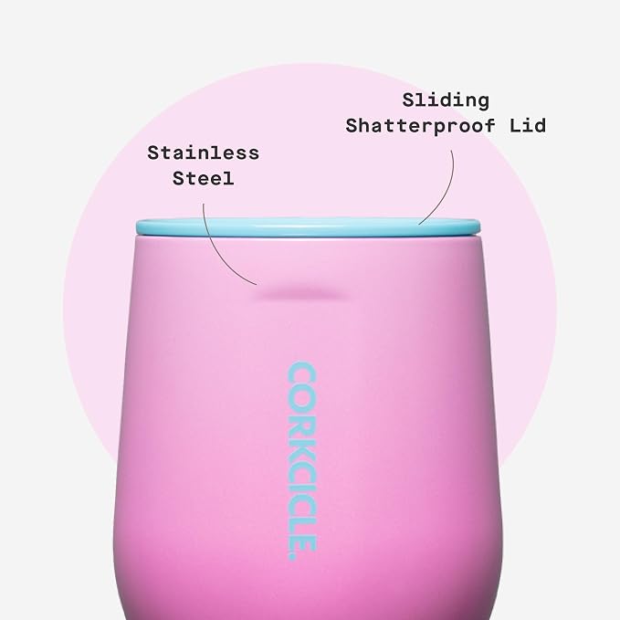 Corkcicle Stemless Wine Tumbler - Keeps Drinks Cold for 6 Hours - Triple-Insulated Stainless Steel - Non-Slip Base - Summer Drinkware Gift - Keeps Drinks Ice Cold - 12 oz - Pink Pop - Image 5