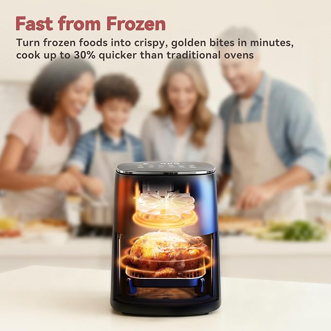 CARORI 6 Qt Air Fryer with Viewing Window, 12 Presets and DIY Mode, 1700W, 400°F Max, Large Nonstick Dishwasher-Safe Basket, Bake, Roast, Reheat, Dehydrate, Black - Image 3
