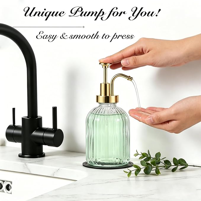SheeChung Clear Glass Soap Dispenser, 12 Oz Liquid Hand Soap Dispenser - Image 4