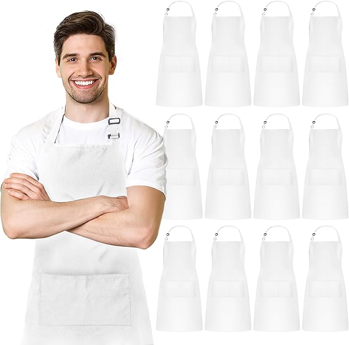 Adjustable Bib Apron 100% Polyester Kitchen Aprons Waterdrop Resistant Aprons by Avalon+Kitchen