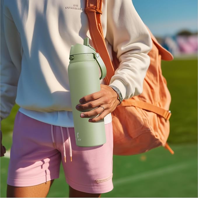 40 oz Insulated Water Bottle with Straw: Meoky Stainless Steel Metal Water Bottle with 2-in-1 Lid - Leak Proof, Cold for 24 Hours, Protective Silicone Base, BPA-Free for Gym Sports, Periwinkle - Image 2