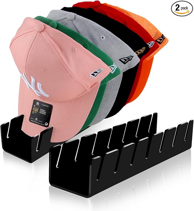 Hat Stand for Baseball Caps, 2 Pack No Install Acrylic Hat Organizer for 14 by Sloworld