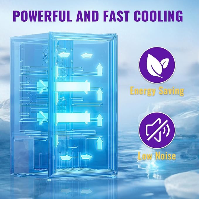 3.5 Cu.ft Beverage Refrigerator Cooler, Mini Fridge with Glass Door for Beer Soda or Water, Small Drink Cooler Machine Clear Front Removable Shelves perfect for Home, Bar, Office - Image 4