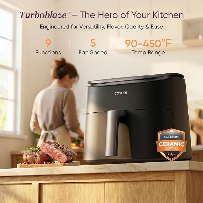 Cosori TurboBlaze Air Fryer, 9-in-1, 6 Qt, PFAS-Free Ceramic Coating - Image 2